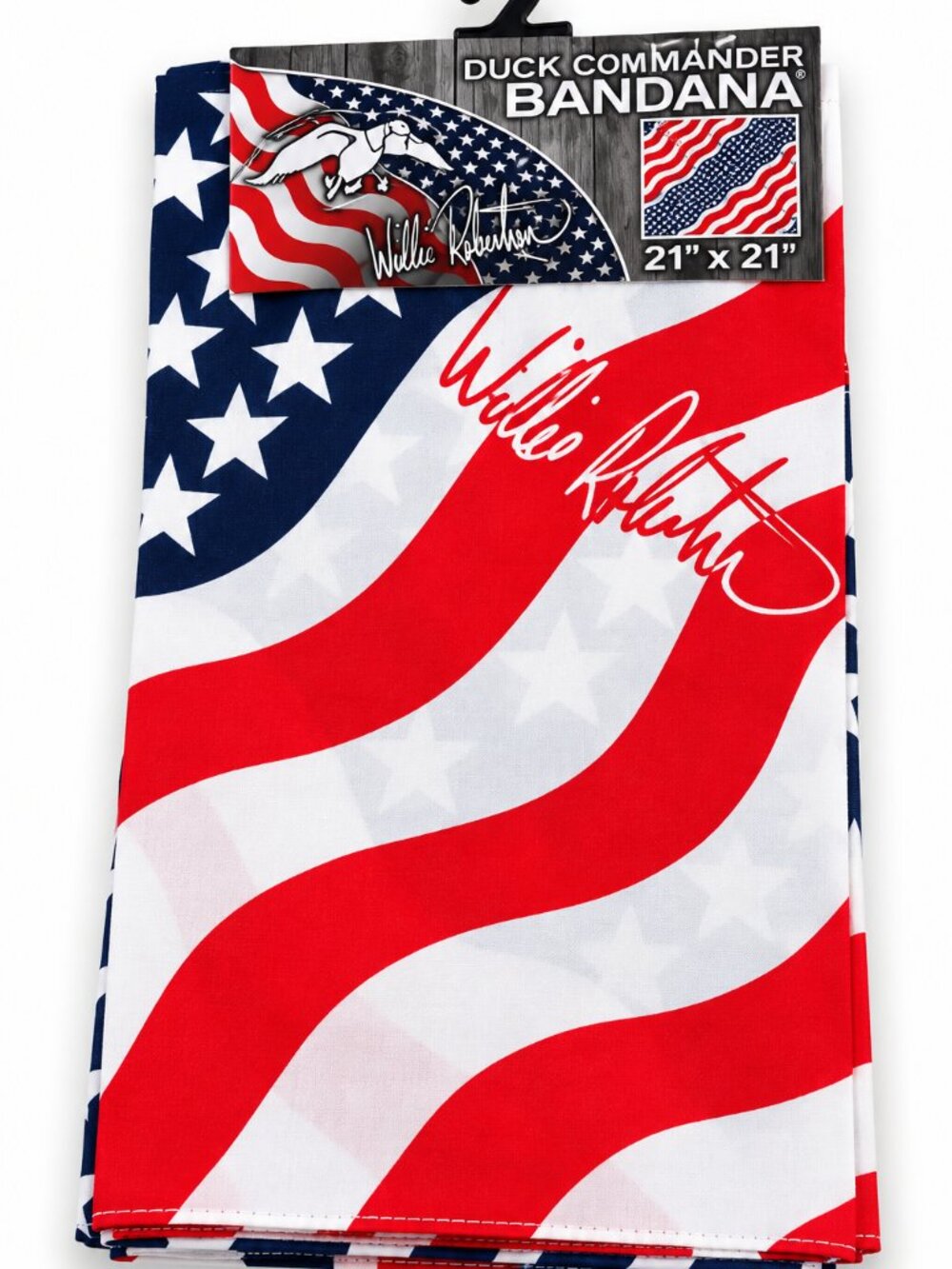 Duck Commander Willie Robertson Signature American Flag Bandana 21x21 New